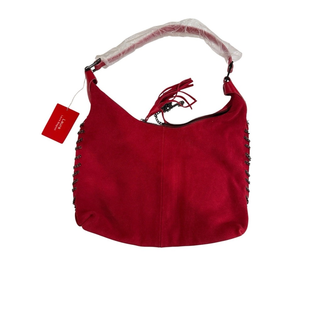 Laura Biagiotti Hobo Bag Womens Medium Pink New Suede Pink‎ Pepper
